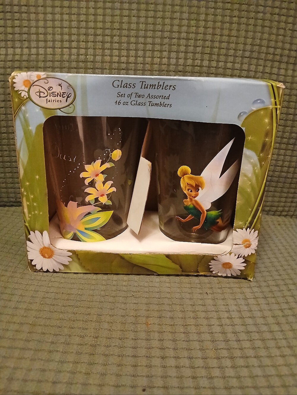 Disney Fairies Tinker Bell Glass Tumblers 2pc Set NIB (081126A)